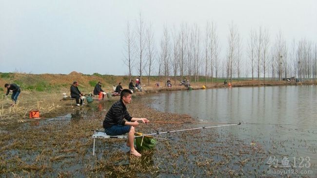 河南南阳西北瓦屋河水库浅滩疯钓鲫鱼